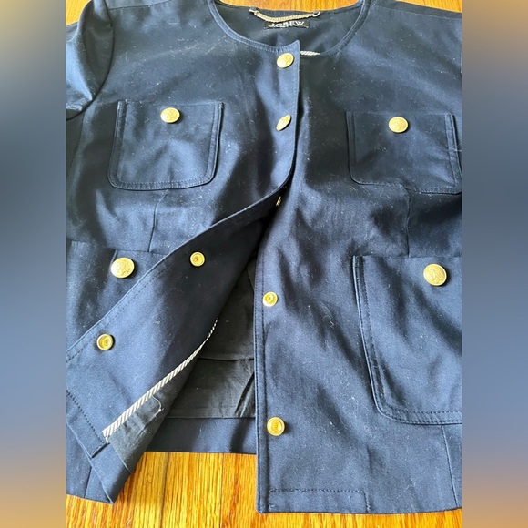 J CREW Louisa Lady Navy cotton jacket with gold snap buttons. Size 16 - Picture 5 of 12